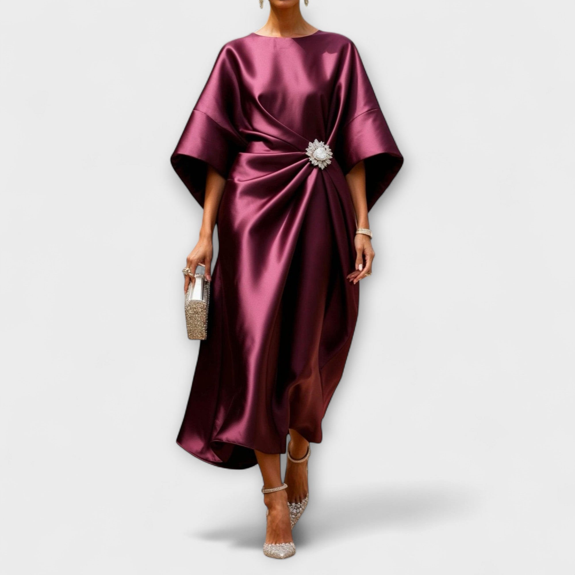 Aurora Luxe Shimmer Satin Langkleid