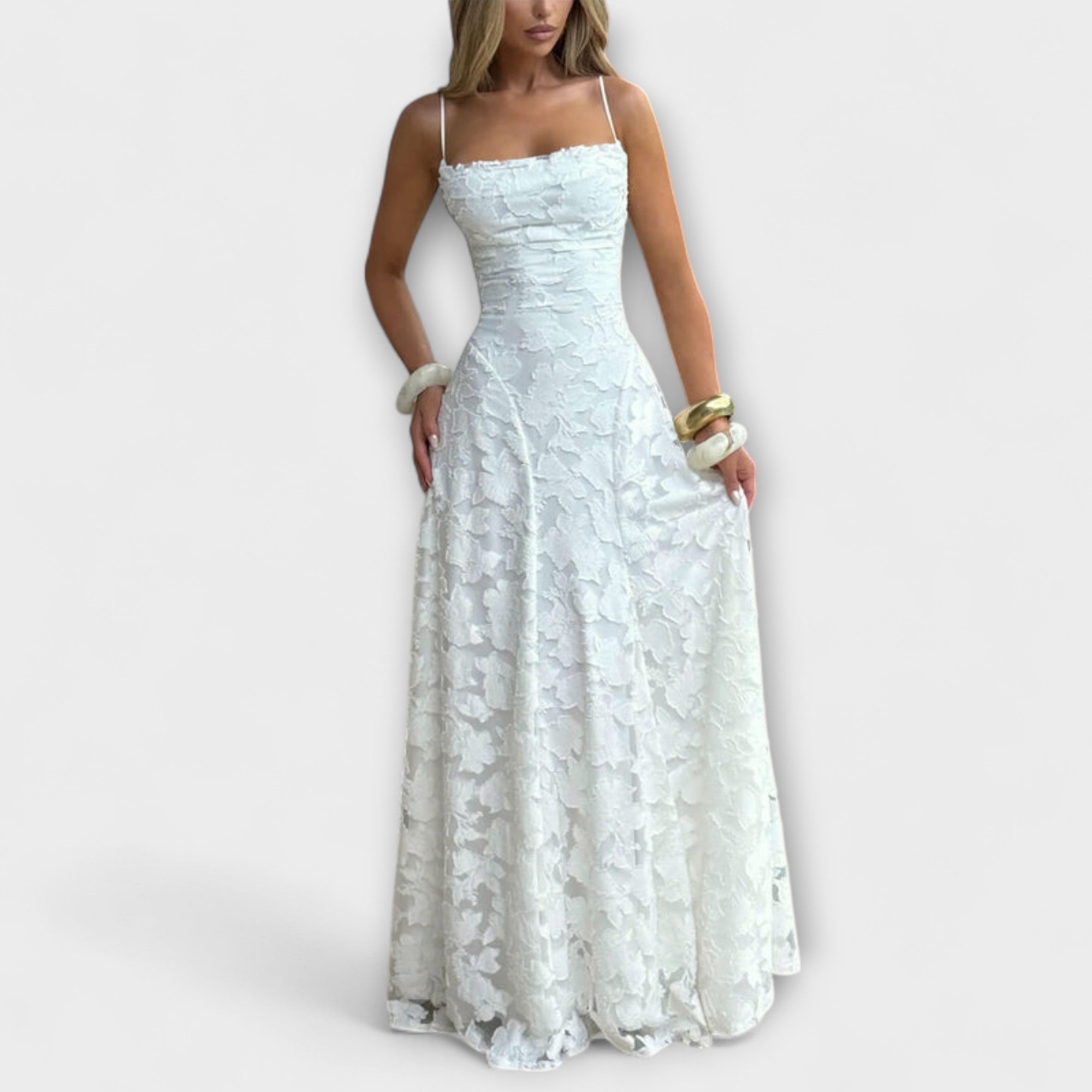 Emberly - Elegantes Jacquard-Maxikleid