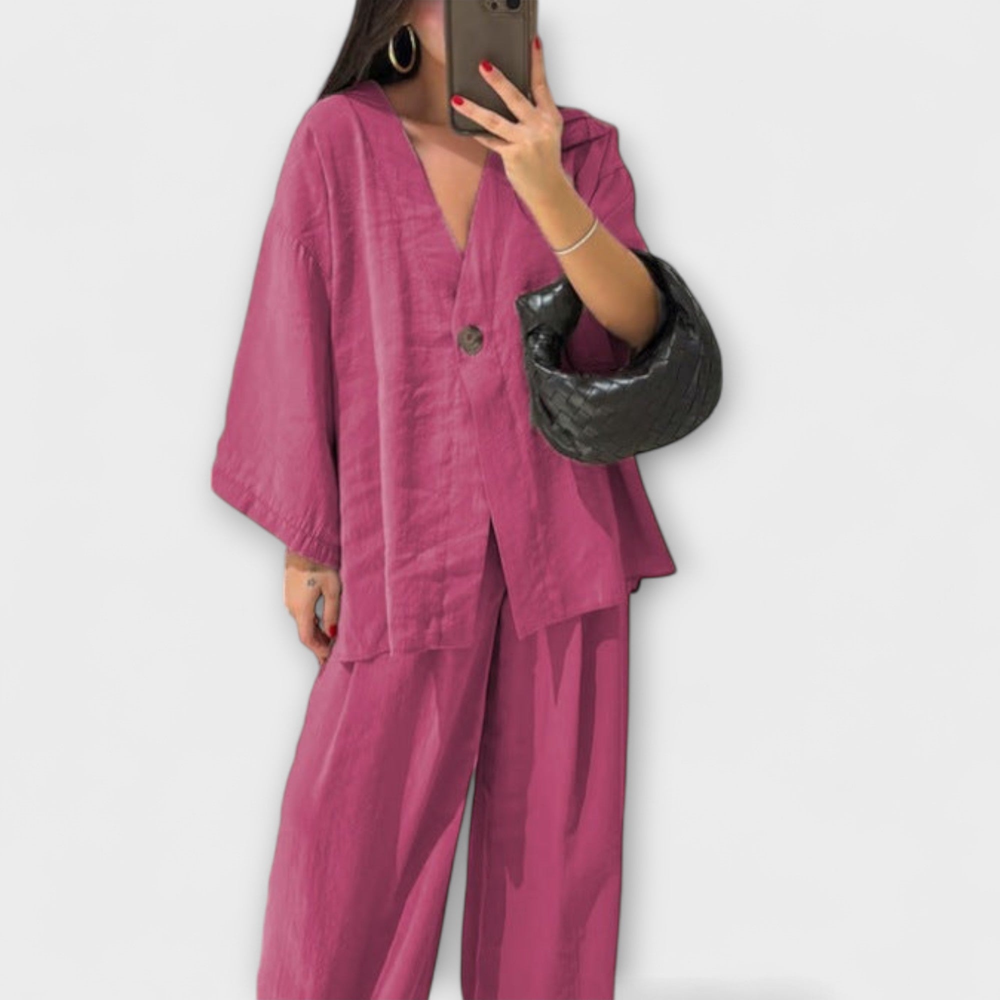 Aurora - Lässiges V-Ausschnitt Top und Hose Duo