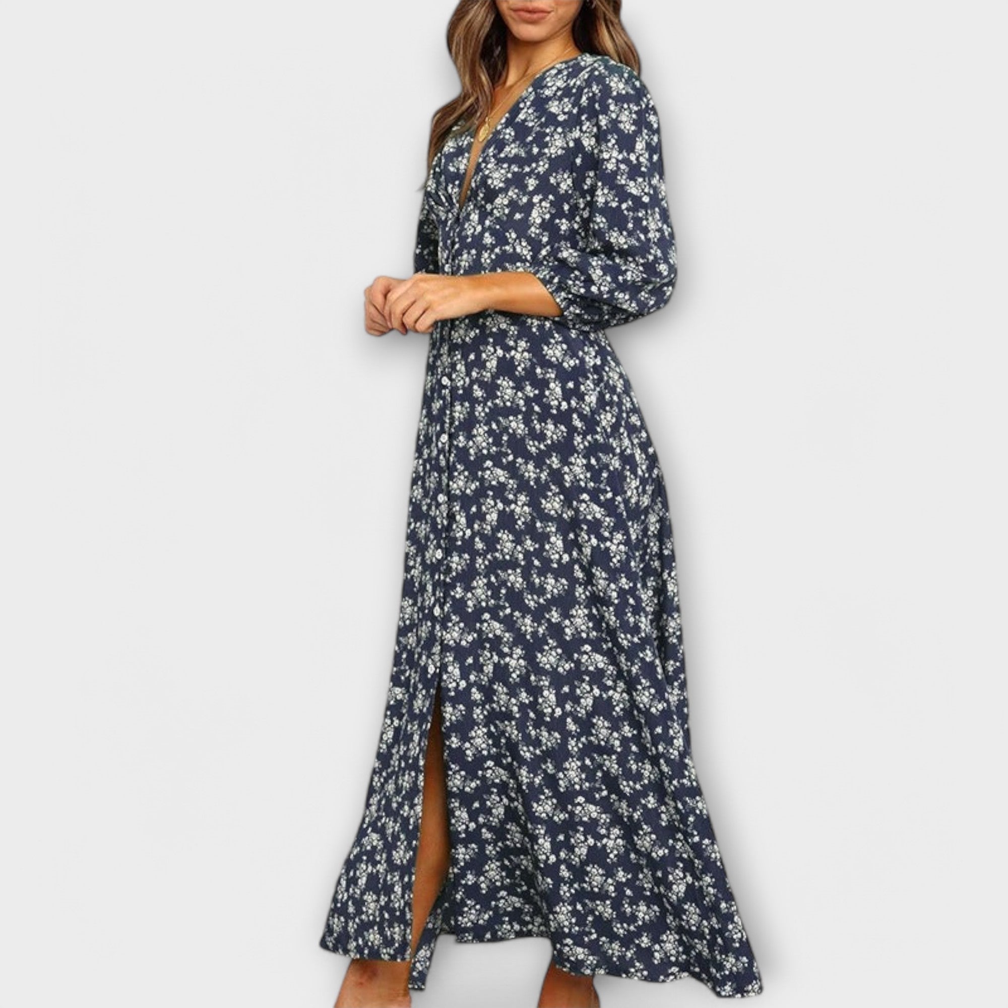 Blumenmuster Maxikleid fĂĽr Damen