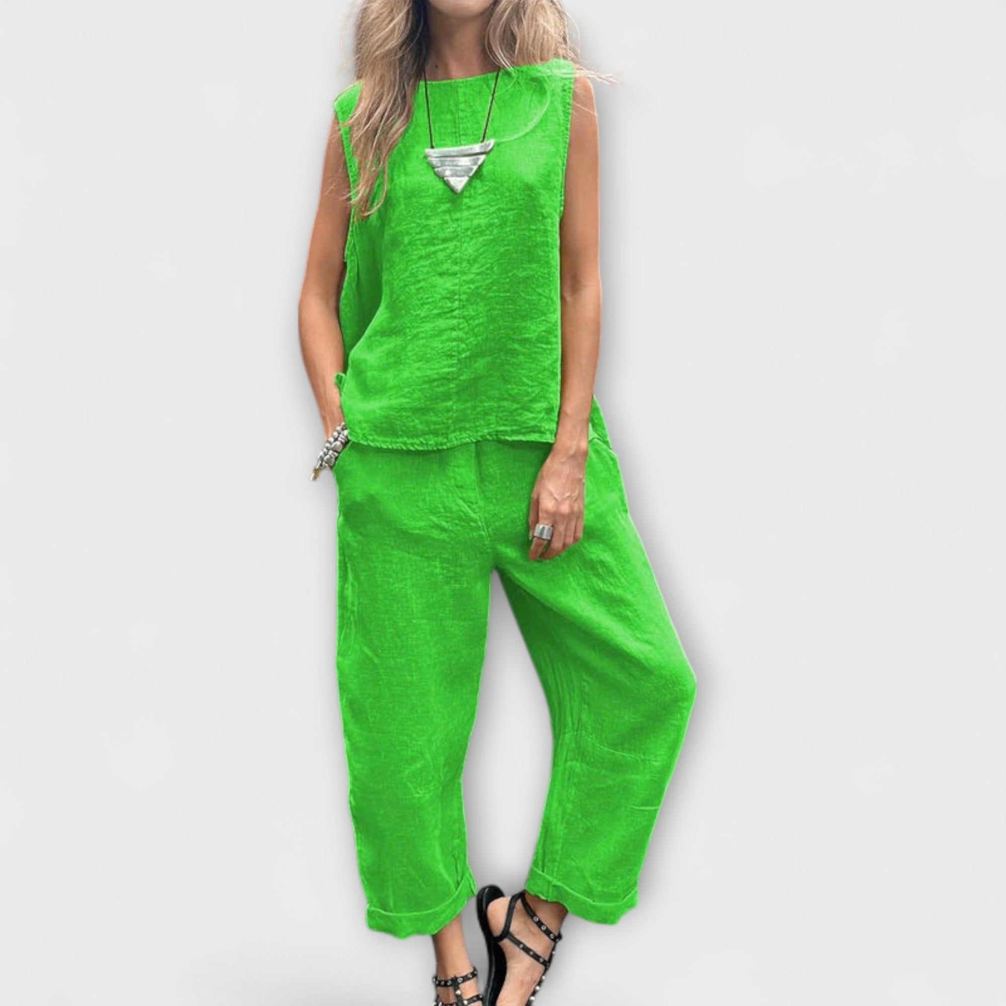 Jennifer - Entspanntes Baumwolle-Leinen Outfit