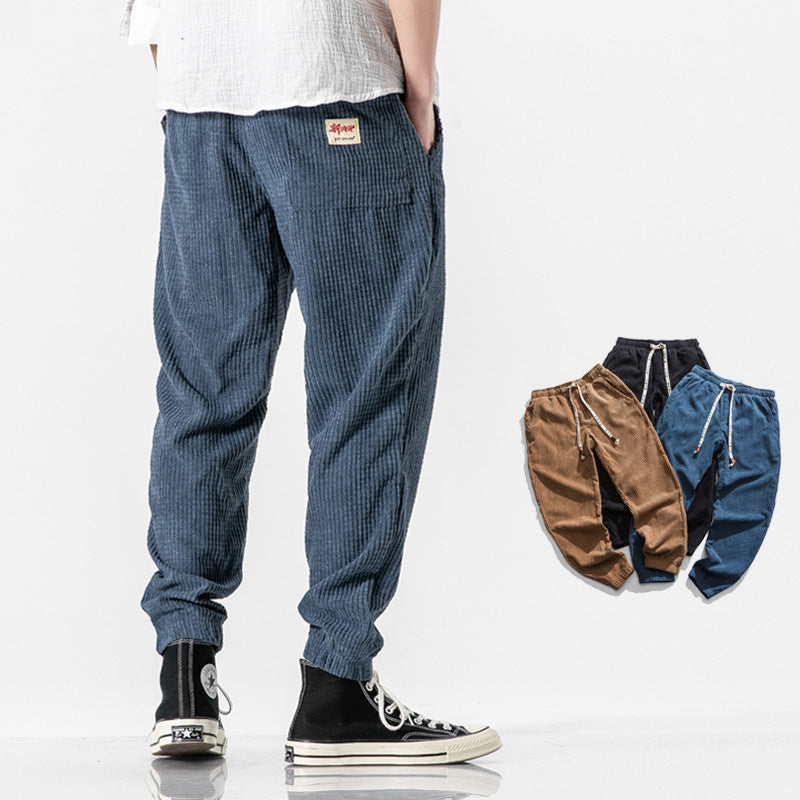 Herren Cordhose Jogger – Lockerer Schnitt, Kordelzugbund