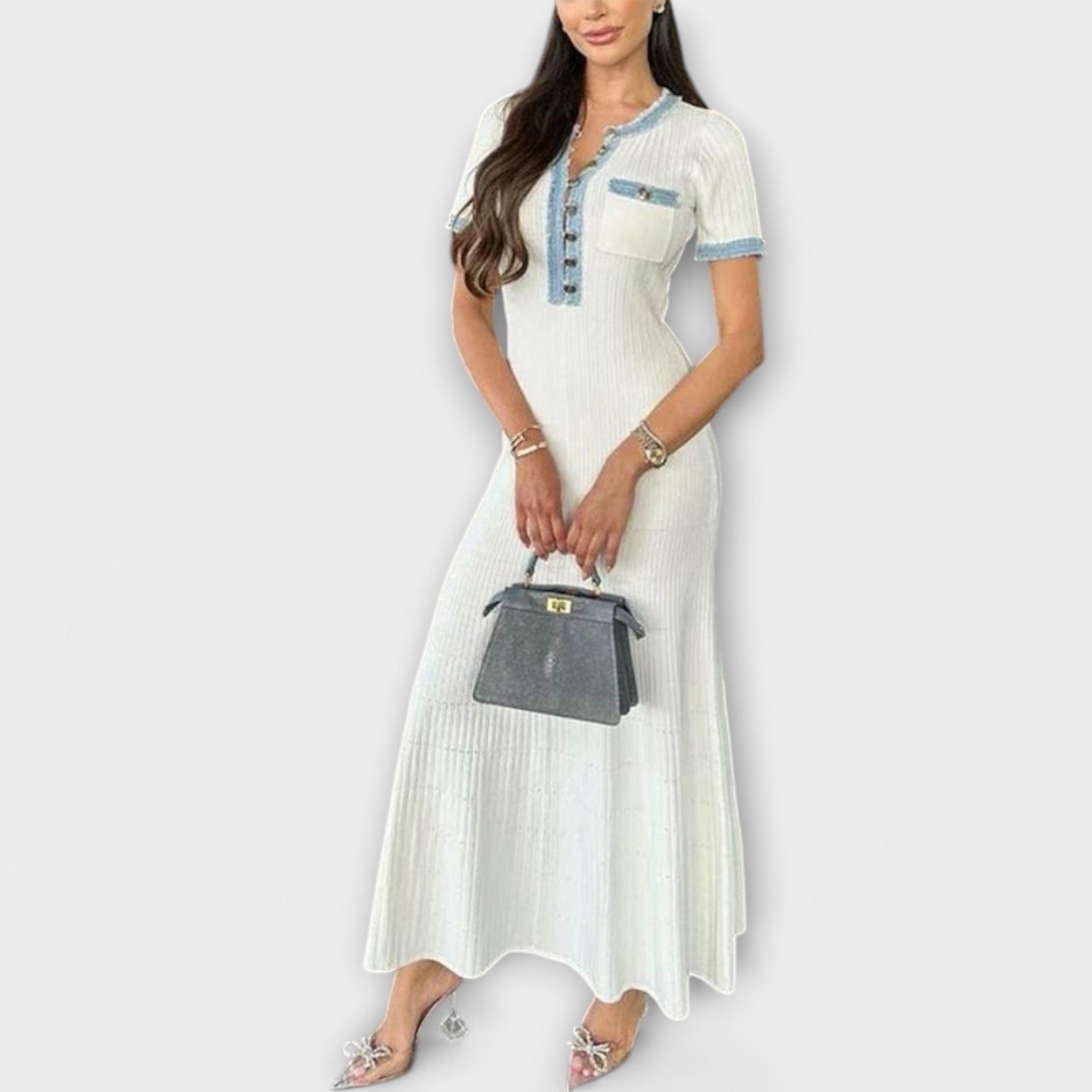 Alecia - Strukturierte Maxi-Kleid