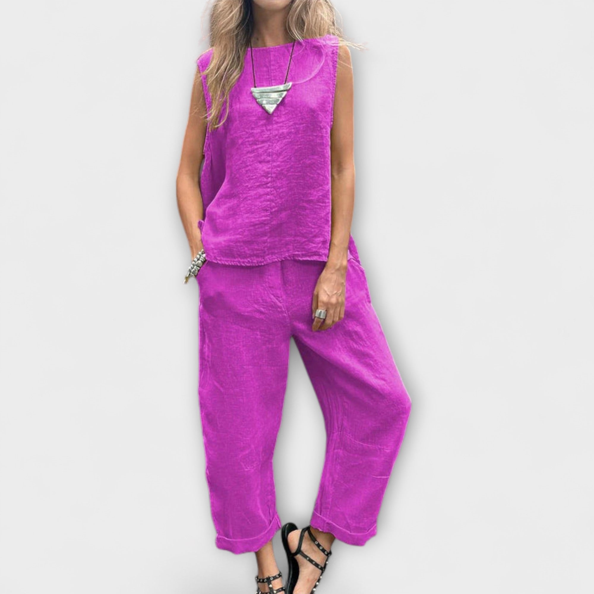 Jennifer - Entspanntes Baumwolle-Leinen Outfit