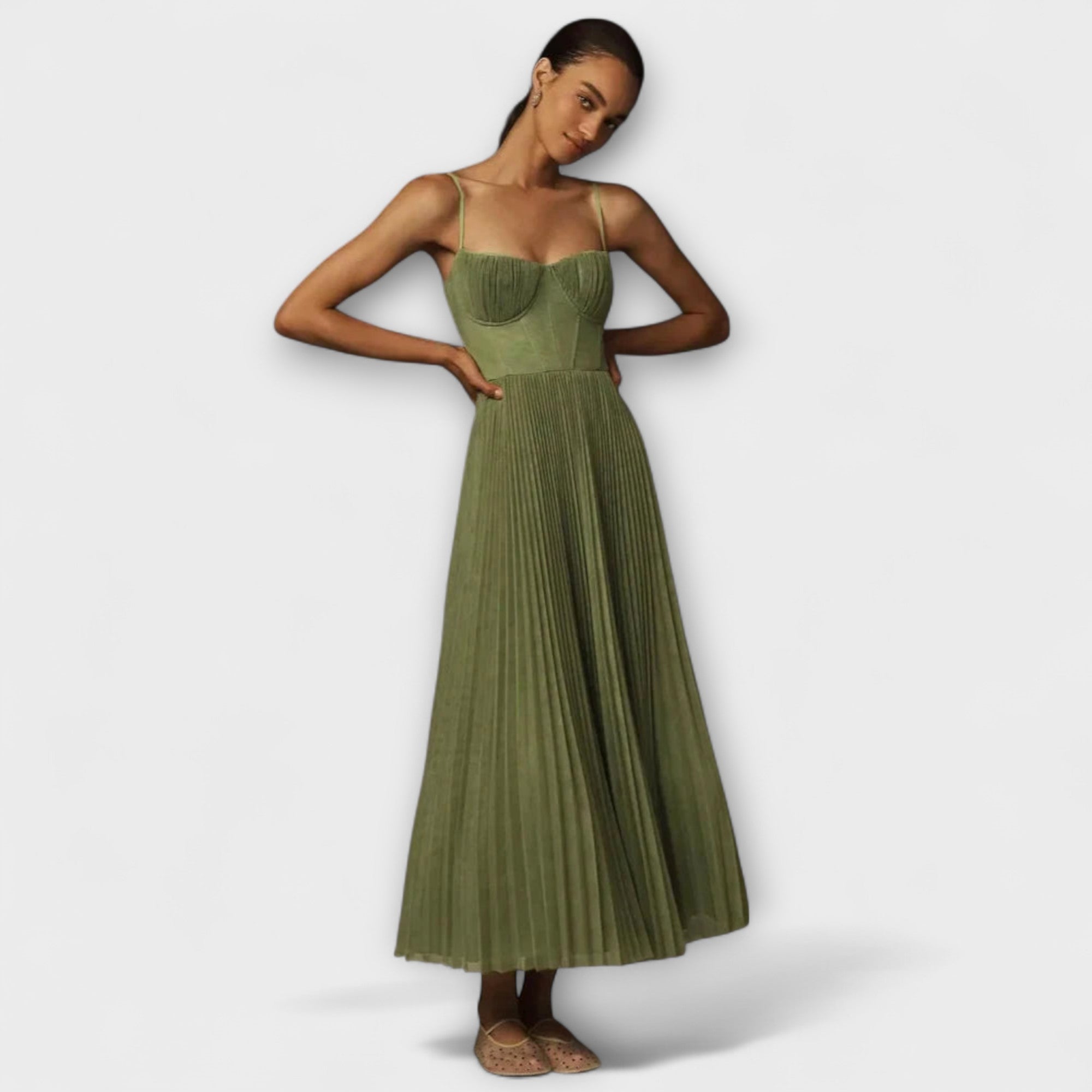 Marilyn - Faltenrock Midi Kleid aus TĂĽll mit Bustier-Design