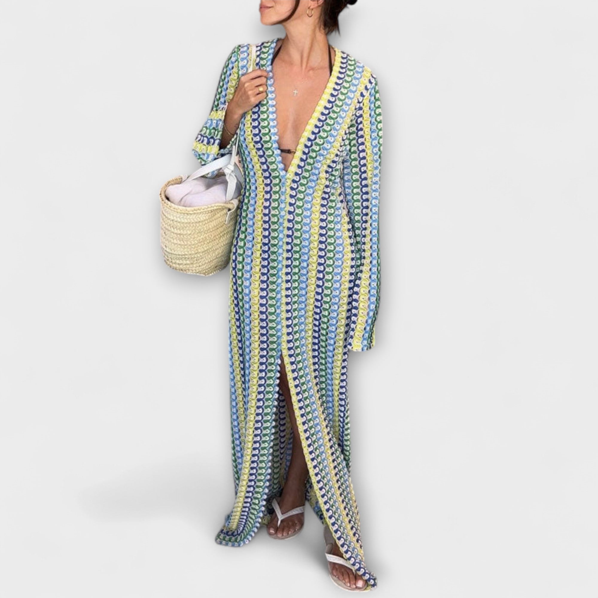 Elina – Maxikleid mit V-Ausschnitt und Urlaubsflair