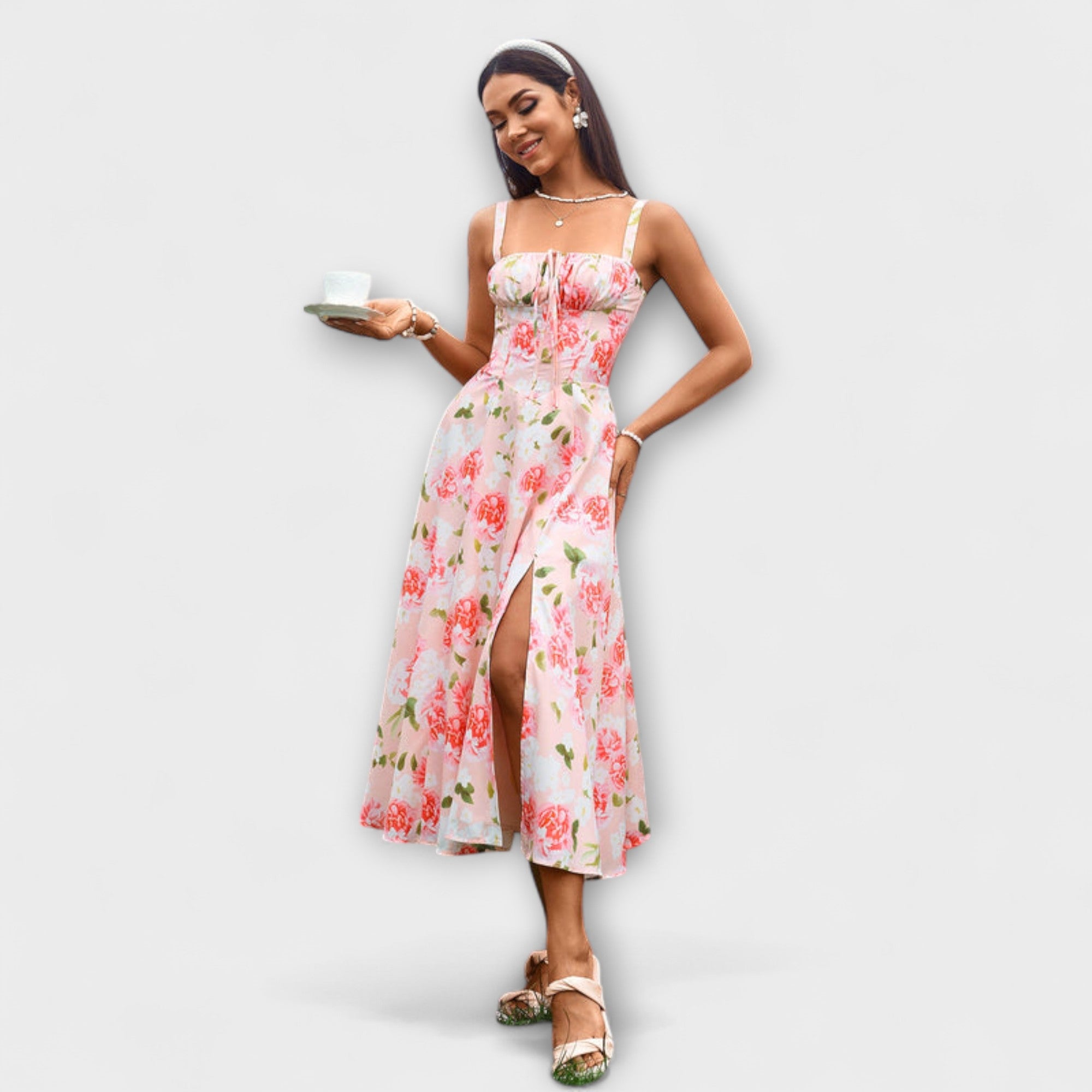 Hoffnung - Rüschentop Kleid mit Schlitzdetail