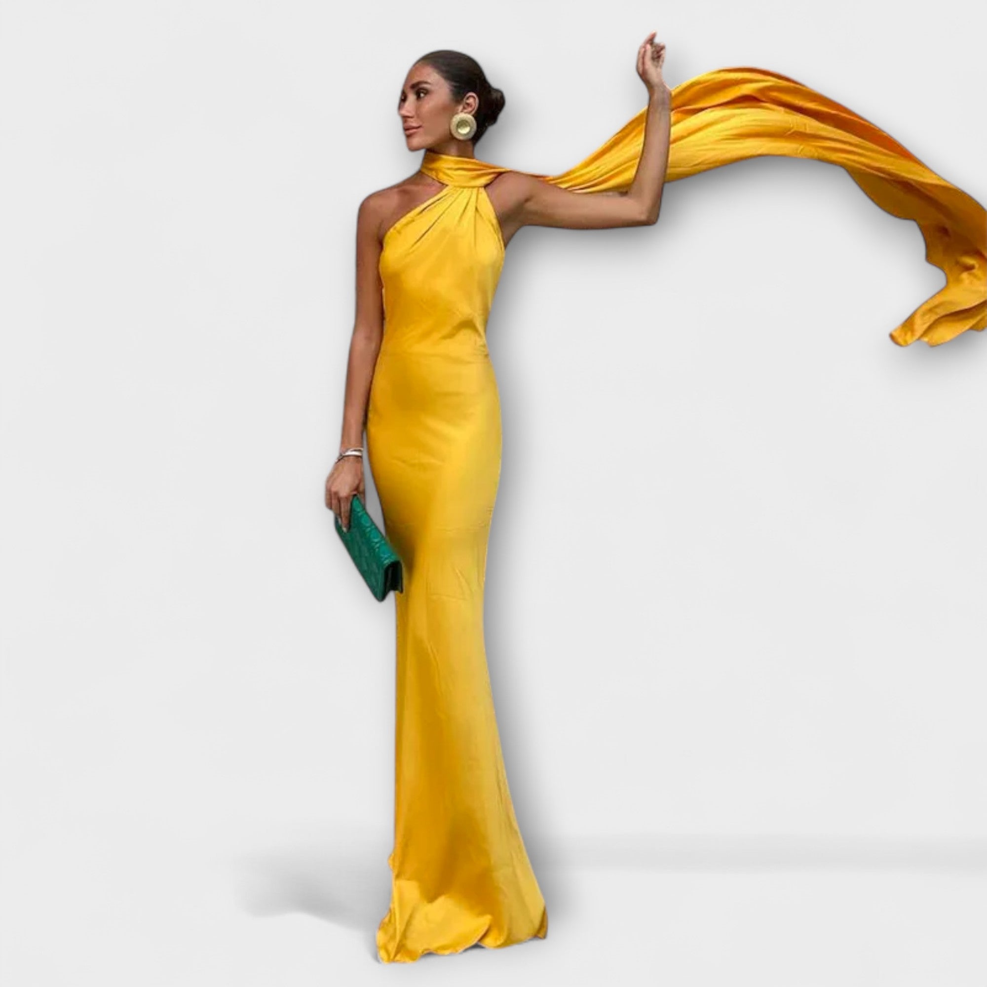 Schickes Off-Shoulder Halter Maxikleid