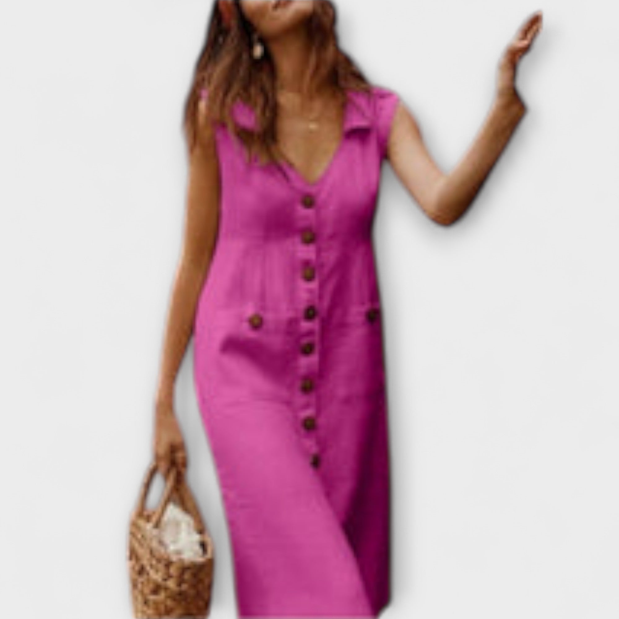 Aurora – A-Linien-Kleid aus Baumwoll-Leinen mit Umlegekragen