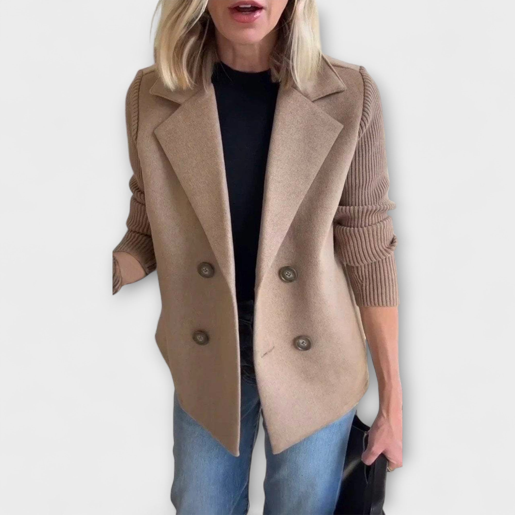 Elegancki Żakiet z Dzianinowymi Rękawami