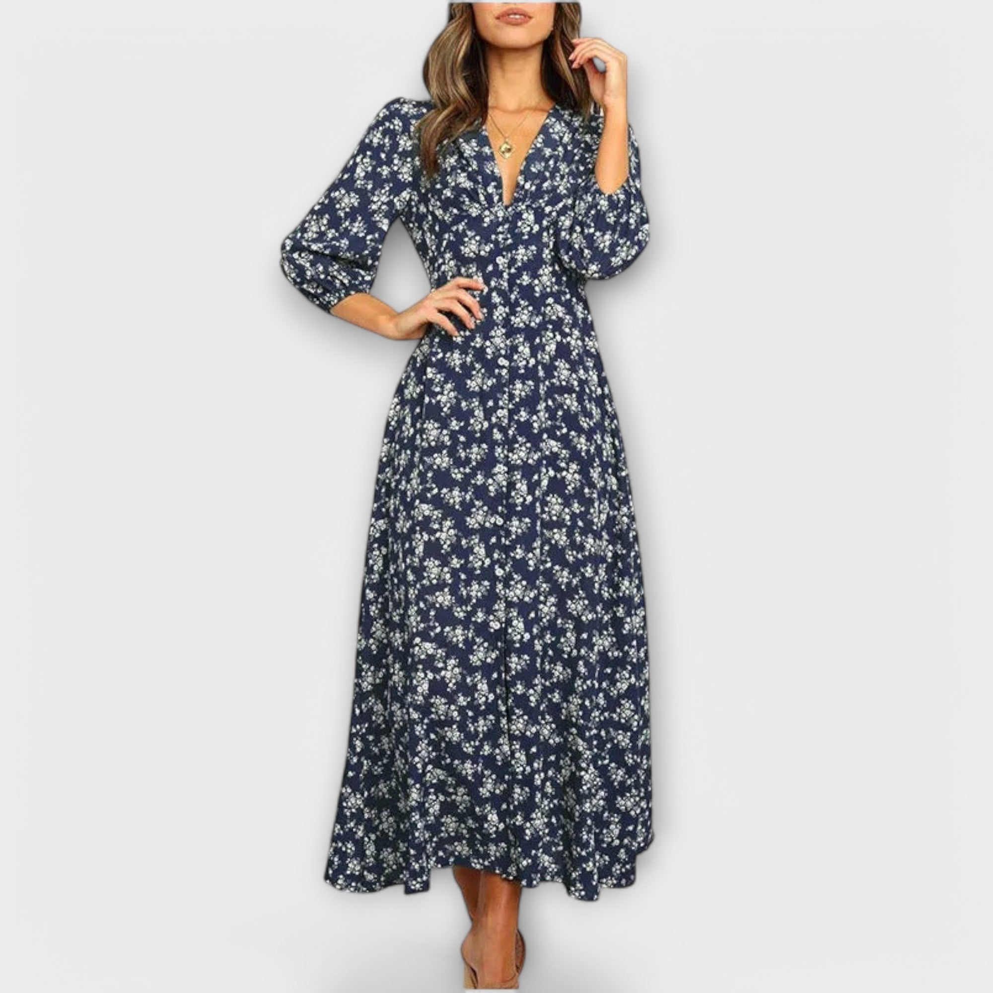 Blumenmuster Maxikleid fĂĽr Damen