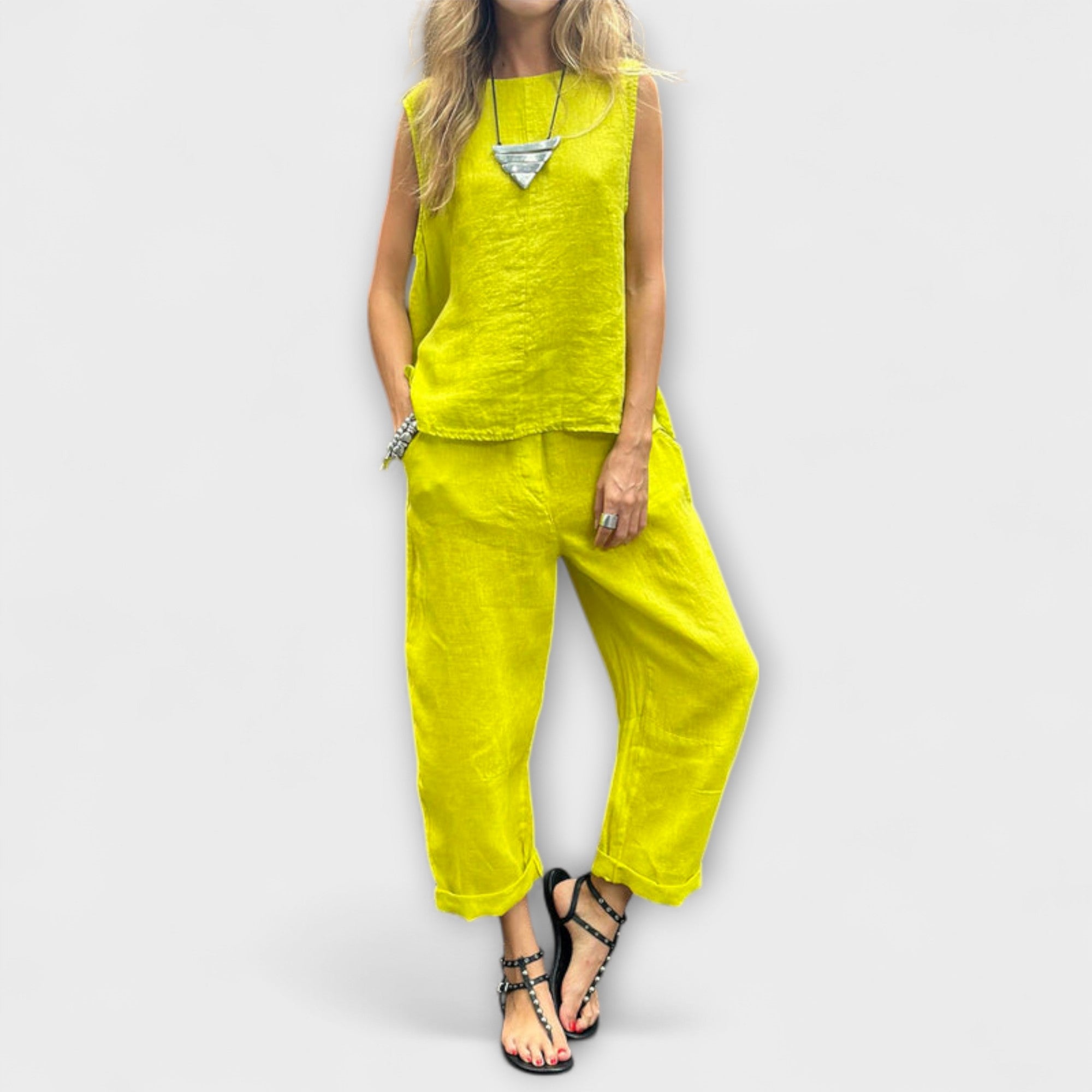 Jennifer - Entspanntes Baumwolle-Leinen Outfit