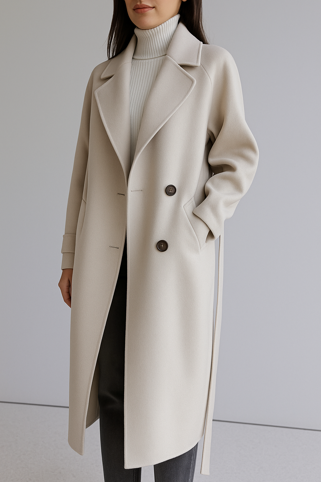 Długi Wełniany Płaszcz