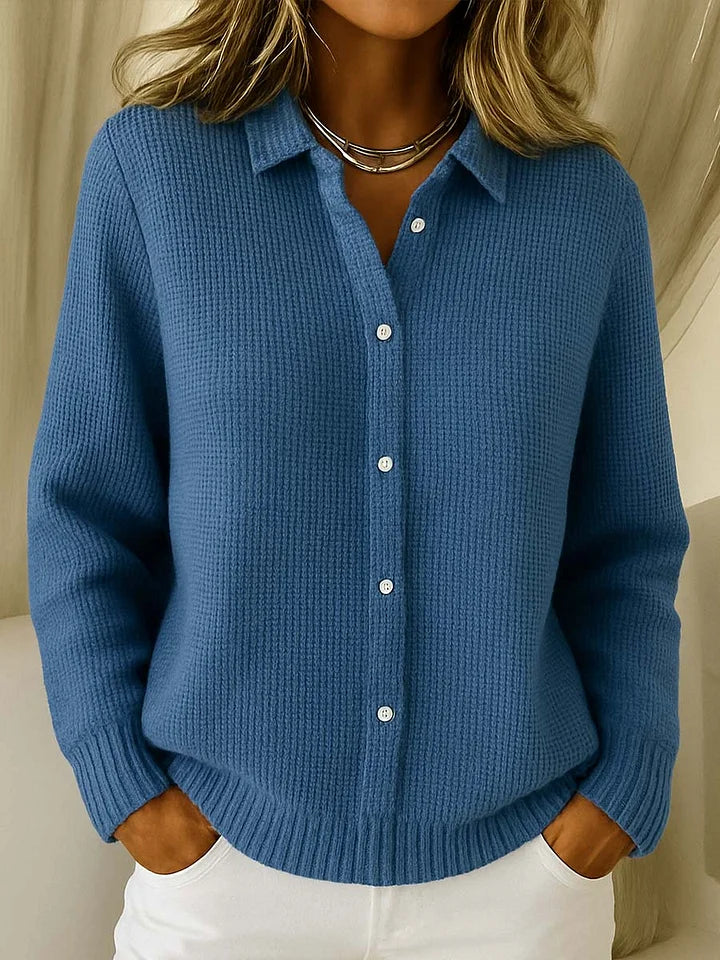 Colette – Lässige Strickjacke mit Kragen und langen Ärmeln