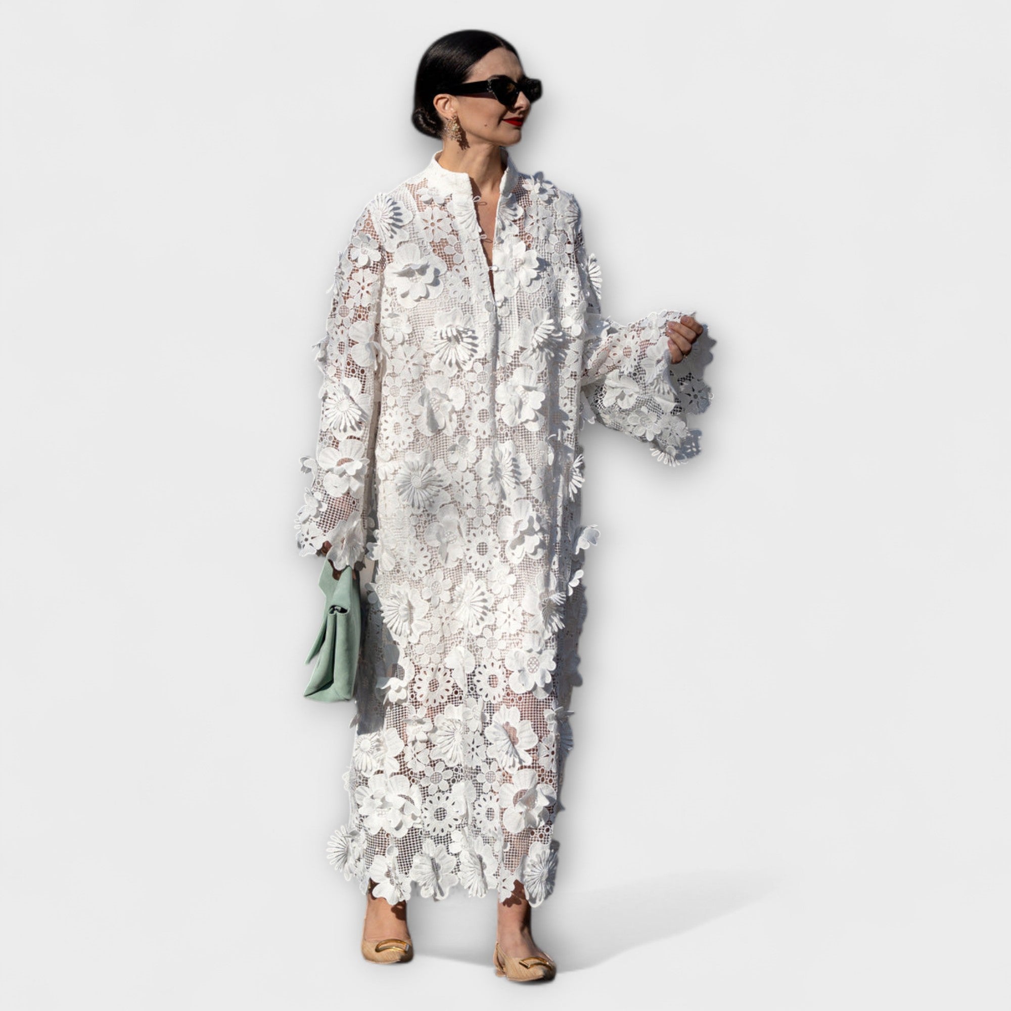 Yelira - Schickes Weißes Spitzenkleid