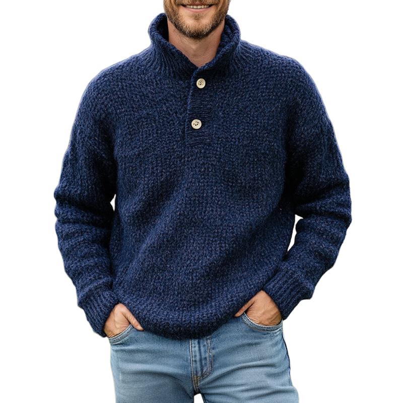 Strickpullover für Herren mit zwei Knöpfen