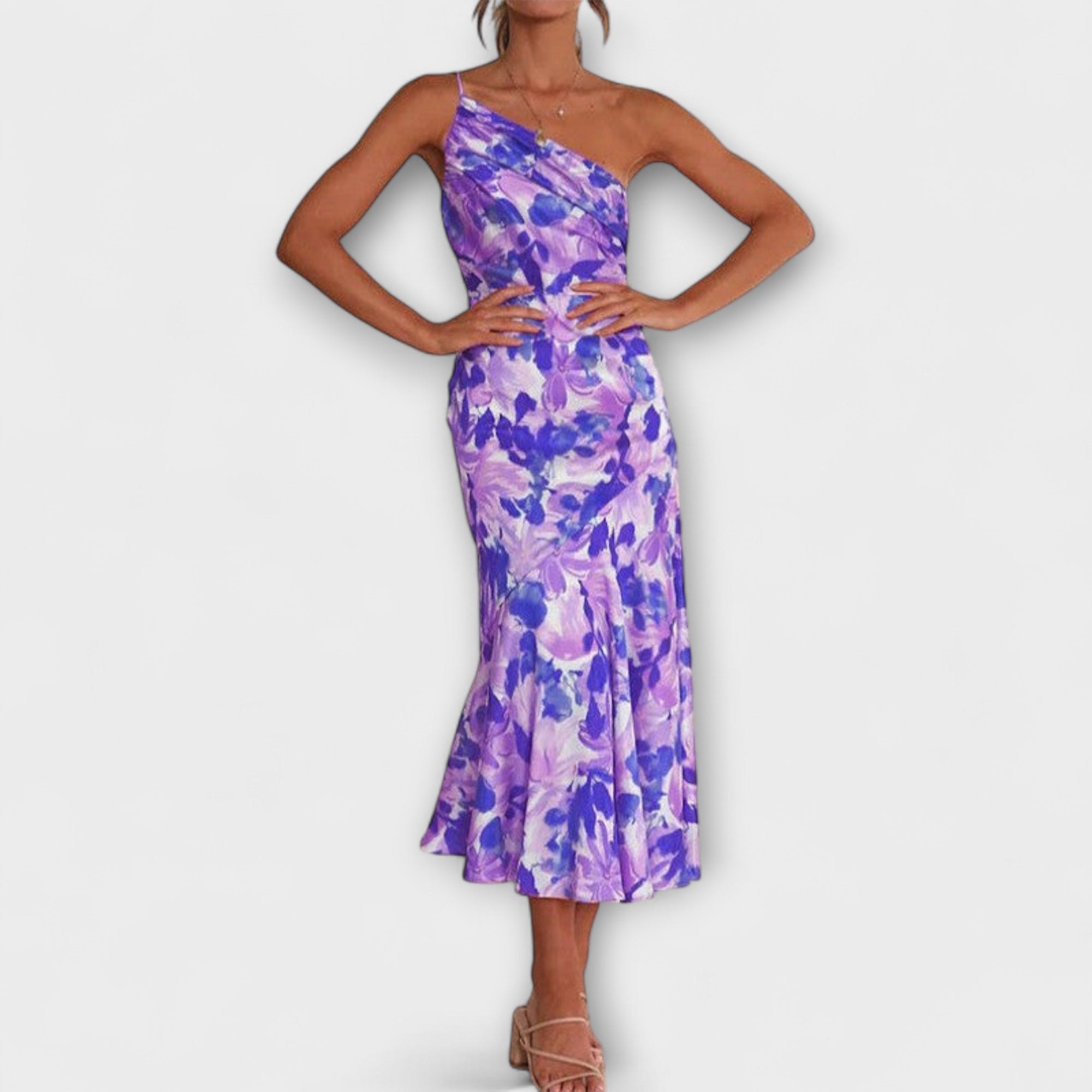 Tabea - Asymmetrisches Blumendruckkleid