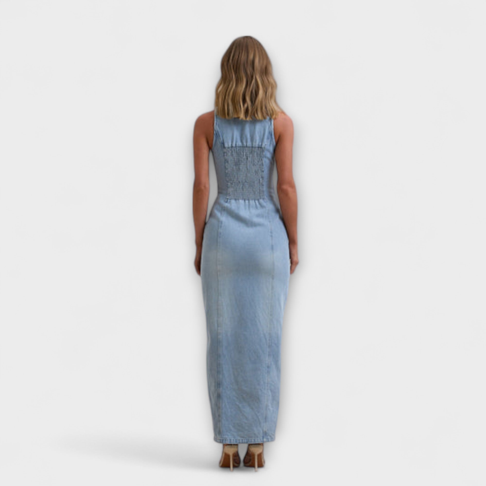Aurora - Mid Wash Denim Maxikleid