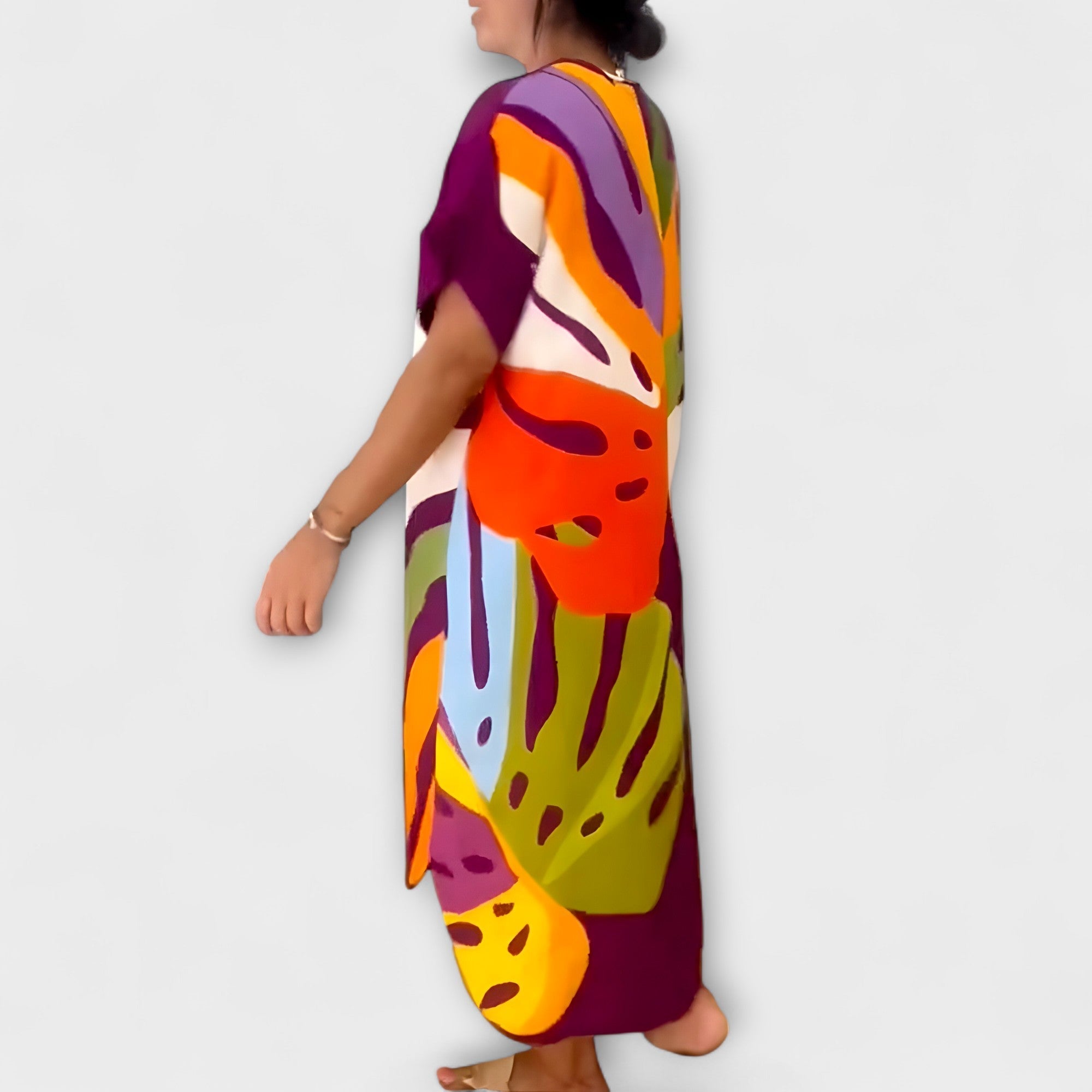 Aurora - Lässiges Kleid mit Bunter Blätterdruck