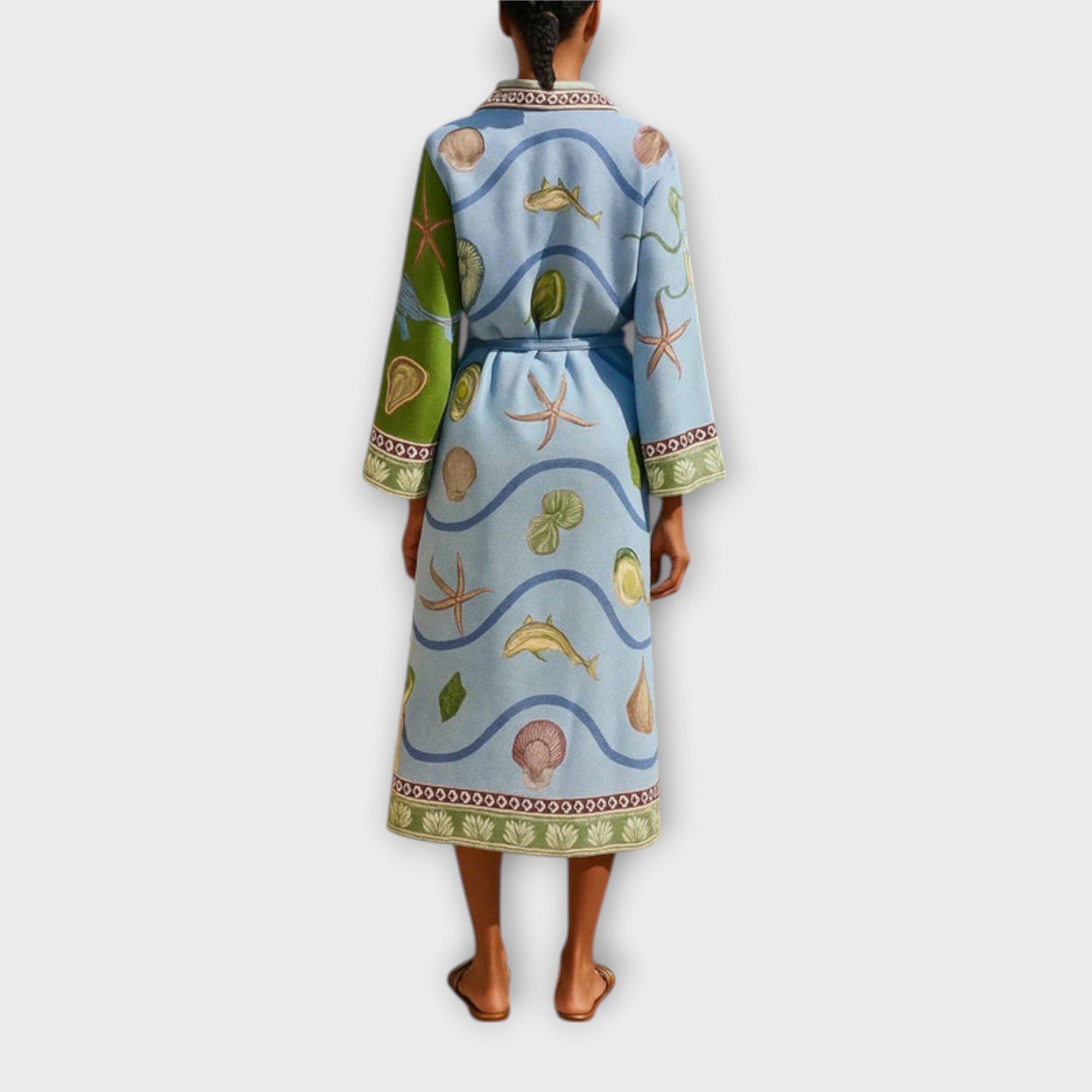 Jule - Bedrucktes Twill Midi Hemdkleid mit Gürtel