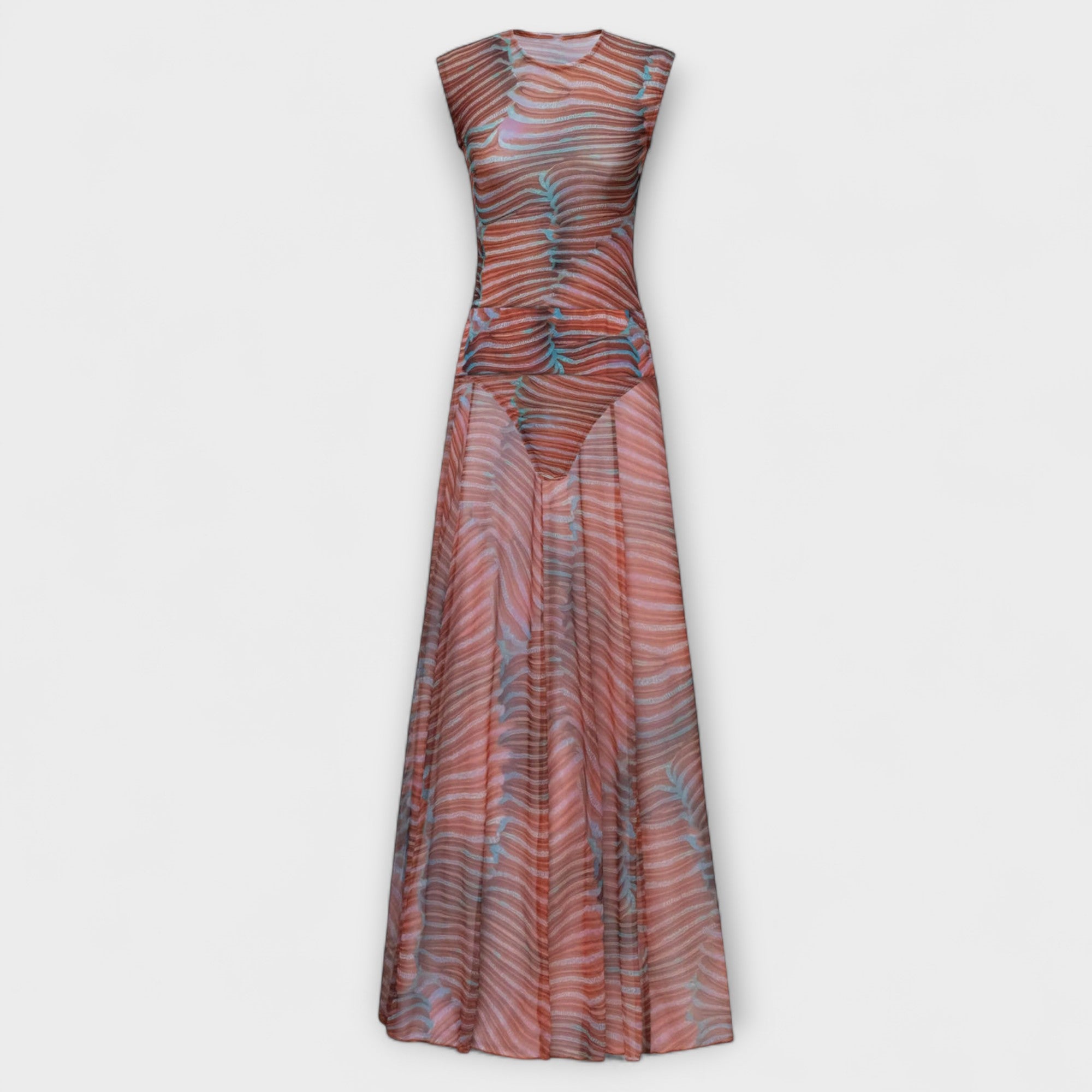 Phoenix - Schimmernder Wellen-Mesh-Bodysuit