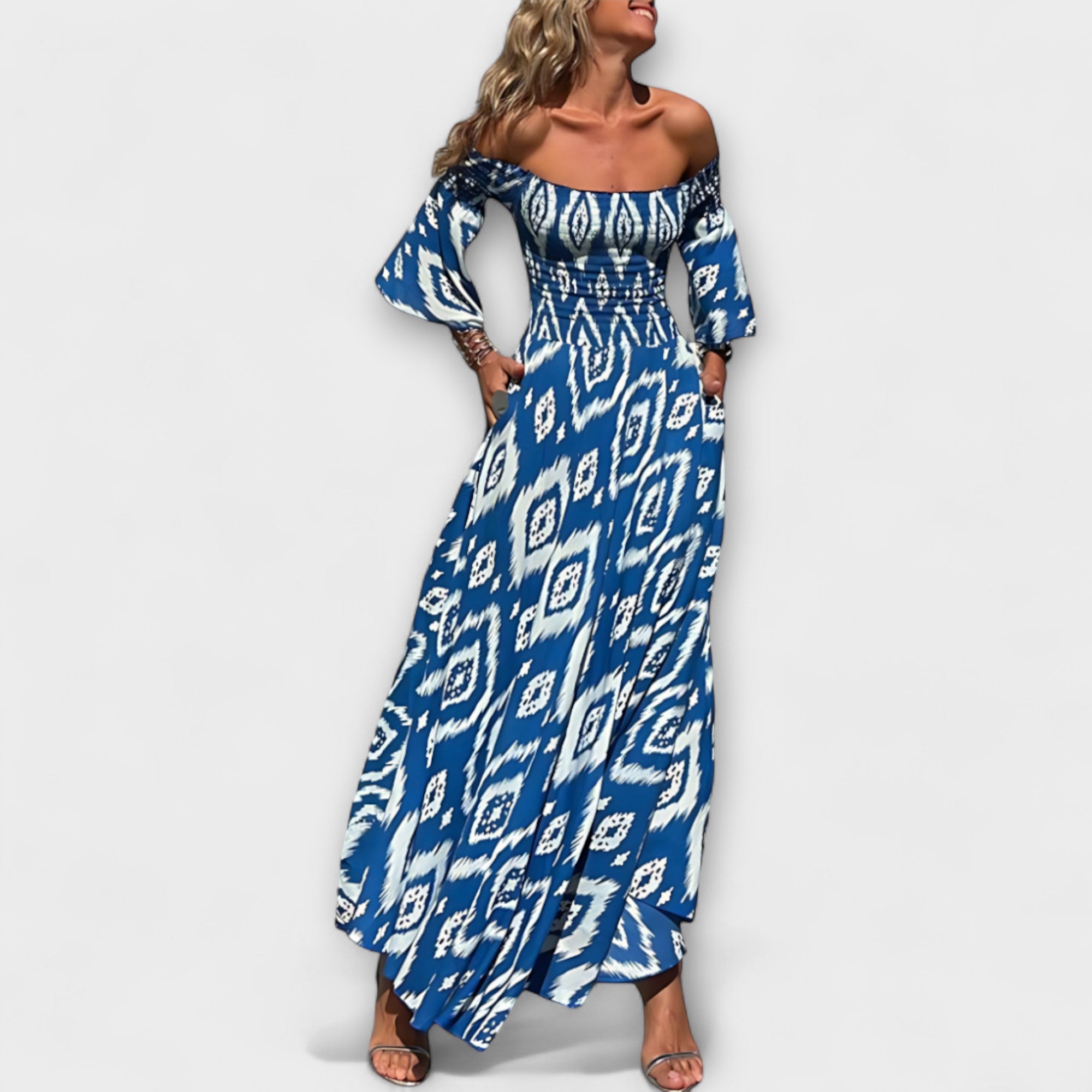 Bella - Off-Shoulder Kleid mit Meeresblumen