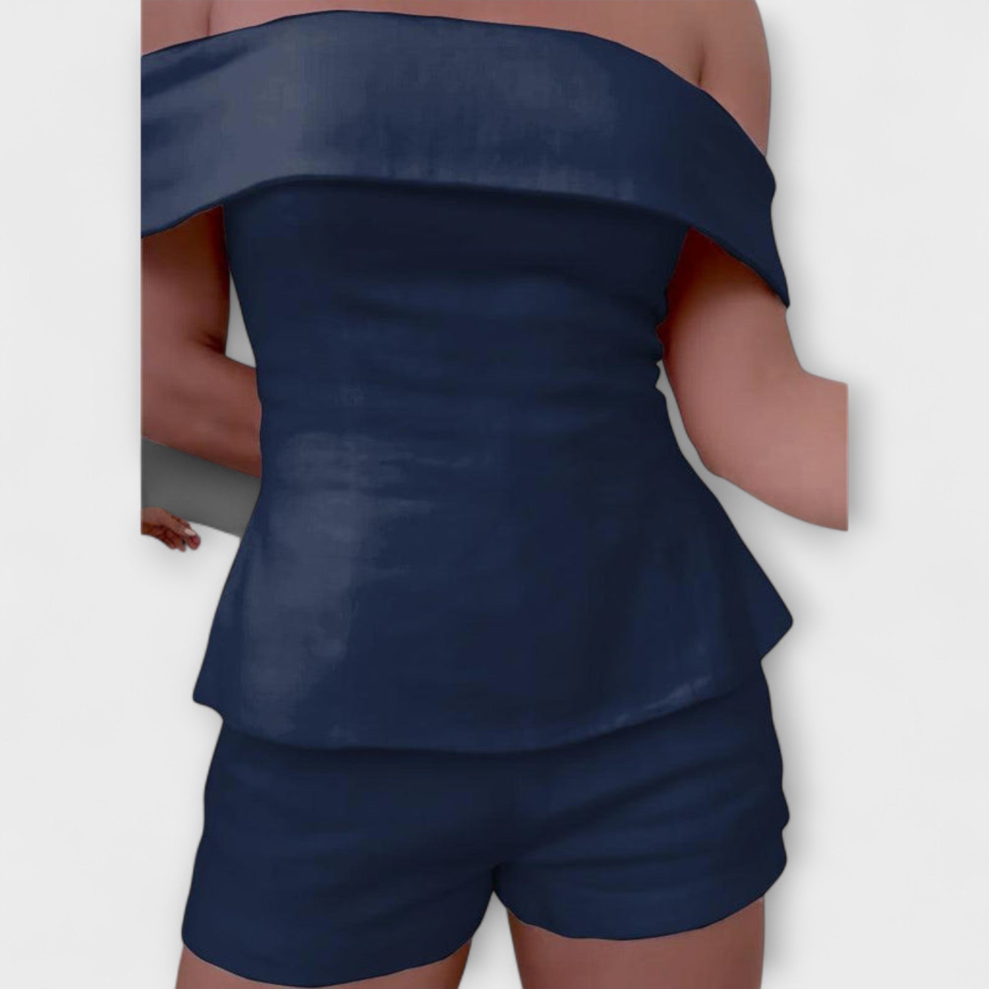 Olivia - Weißes Baumwoll-Leinen Zweiteiliges Ensemble