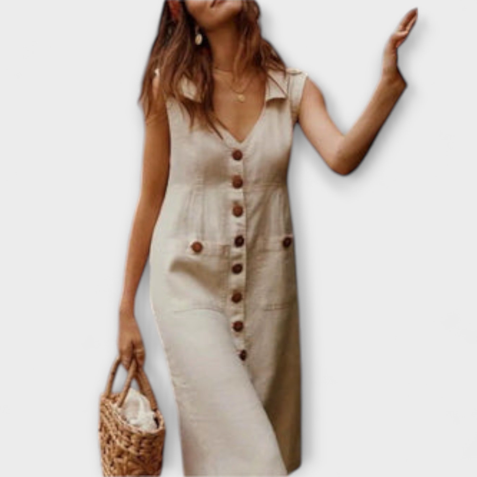 Aurora – A-Linien-Kleid aus Baumwoll-Leinen mit Umlegekragen