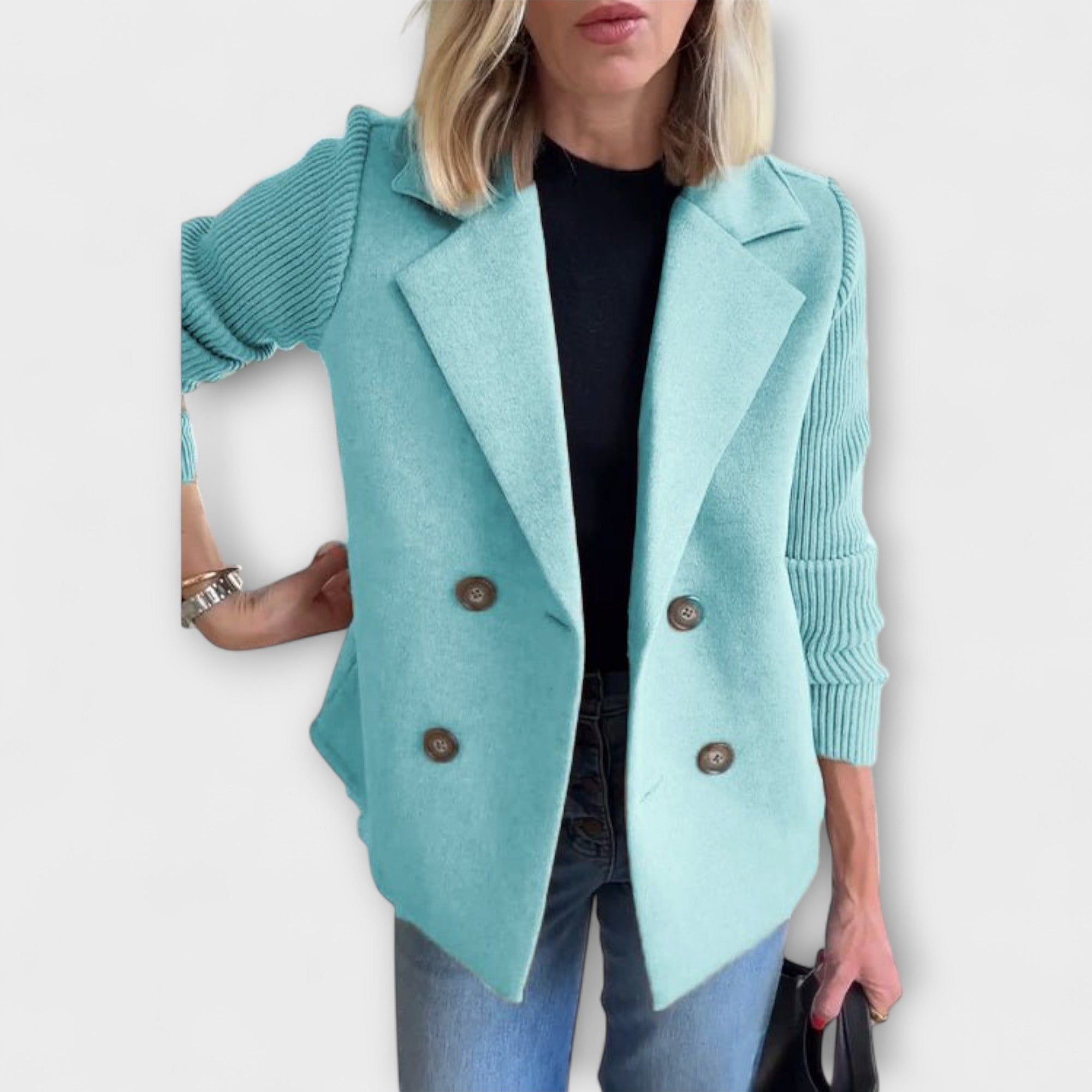 Elegancki Żakiet z Dzianinowymi Rękawami