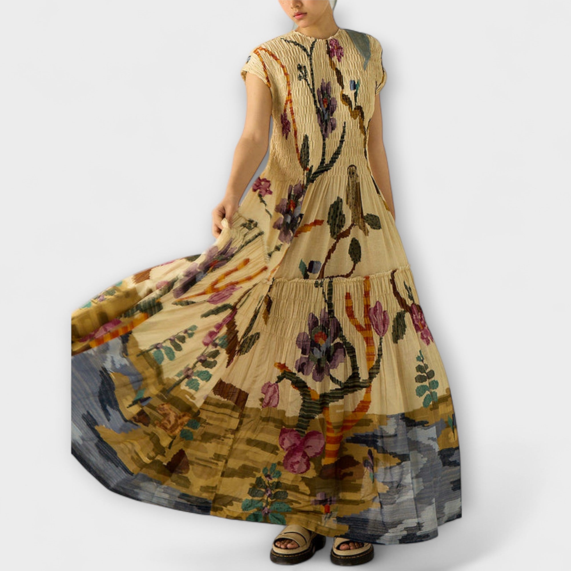 Amara - Plissiertes Kleid mit Animal-Print