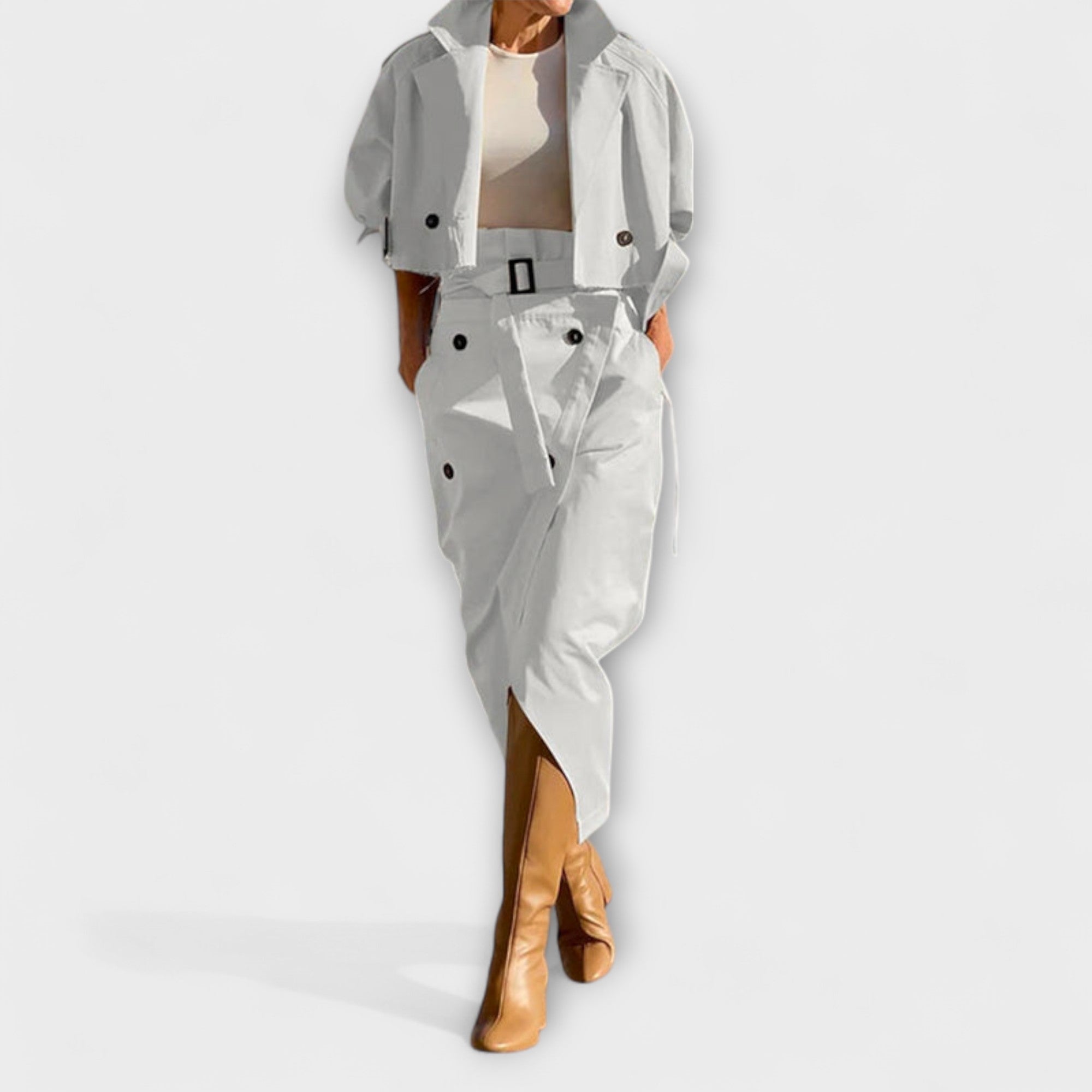 Aurora - Elegante Jacke Midi-Rock mit Taschen