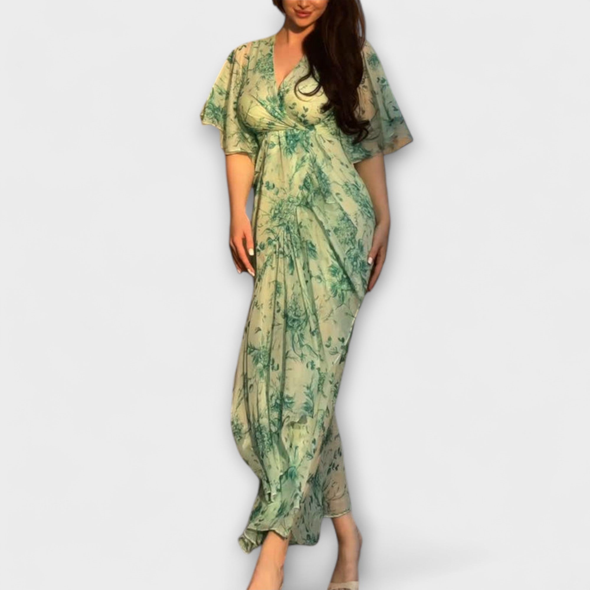 Aurora - Schickes Floral V-Ausschnitt Kleid