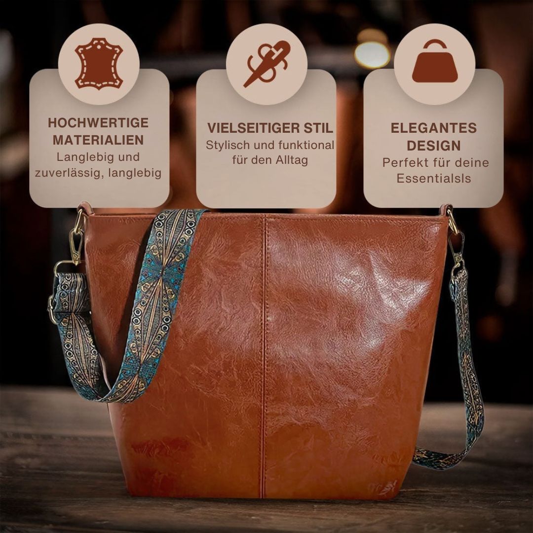 Greta - Vintage-Ledertasche mit Schulterriemen